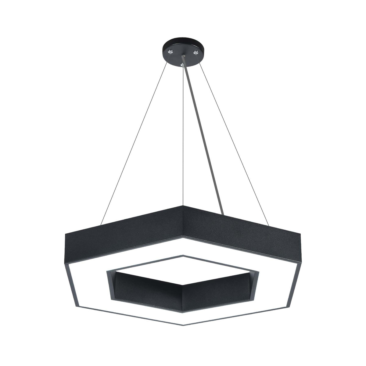 Black LED Hexagon Halo Pendant Light 3CCT