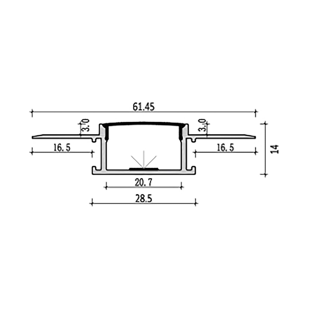 G.W.S. LED Bendable Plaster-In Trimless Recessed LED Aluminium Profile 61.45x14mm (122B)