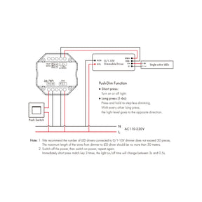 G.W.S. LED LED AC100-240V 0/1-10V Wifi Push Dimmer Tuya APP 2.4GHz RF L1(WT)