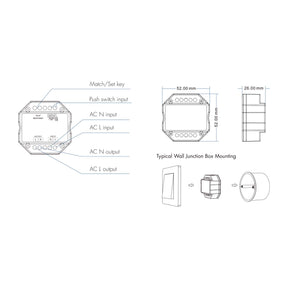 G.W.S. LED LED AC100-240V Zigbee Smart Switch Tuya APP 2.4GHz RF SS-B(WZ)