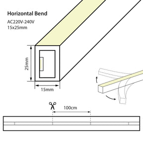 G.W.S LED LED Strip Lights LED 1525 HB Neon Strip Light IP65, AC220-240V, 3000K/4000K/6500K (POS)