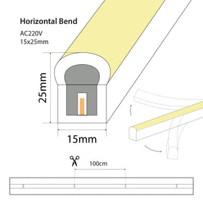 G.W.S LED LED Strip Lights LED 1525 HB Neon Strip Light IP65, AC220-240V, RGB (POS)