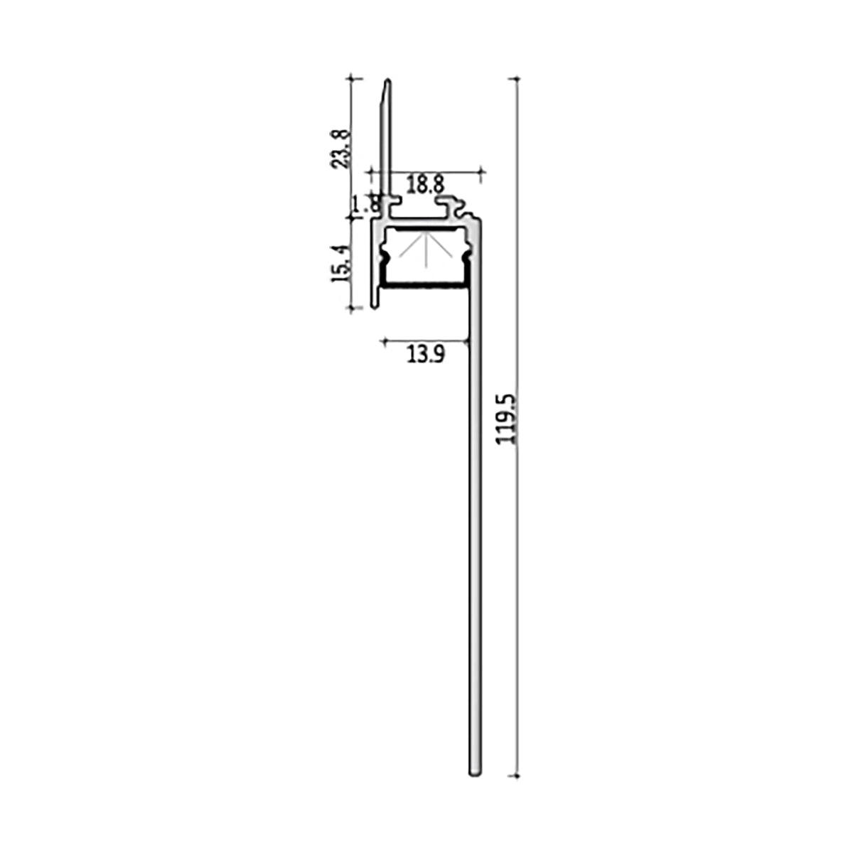 G.W.S. LED Skirting LED Aluminium Profile 119.5x19mm (830)