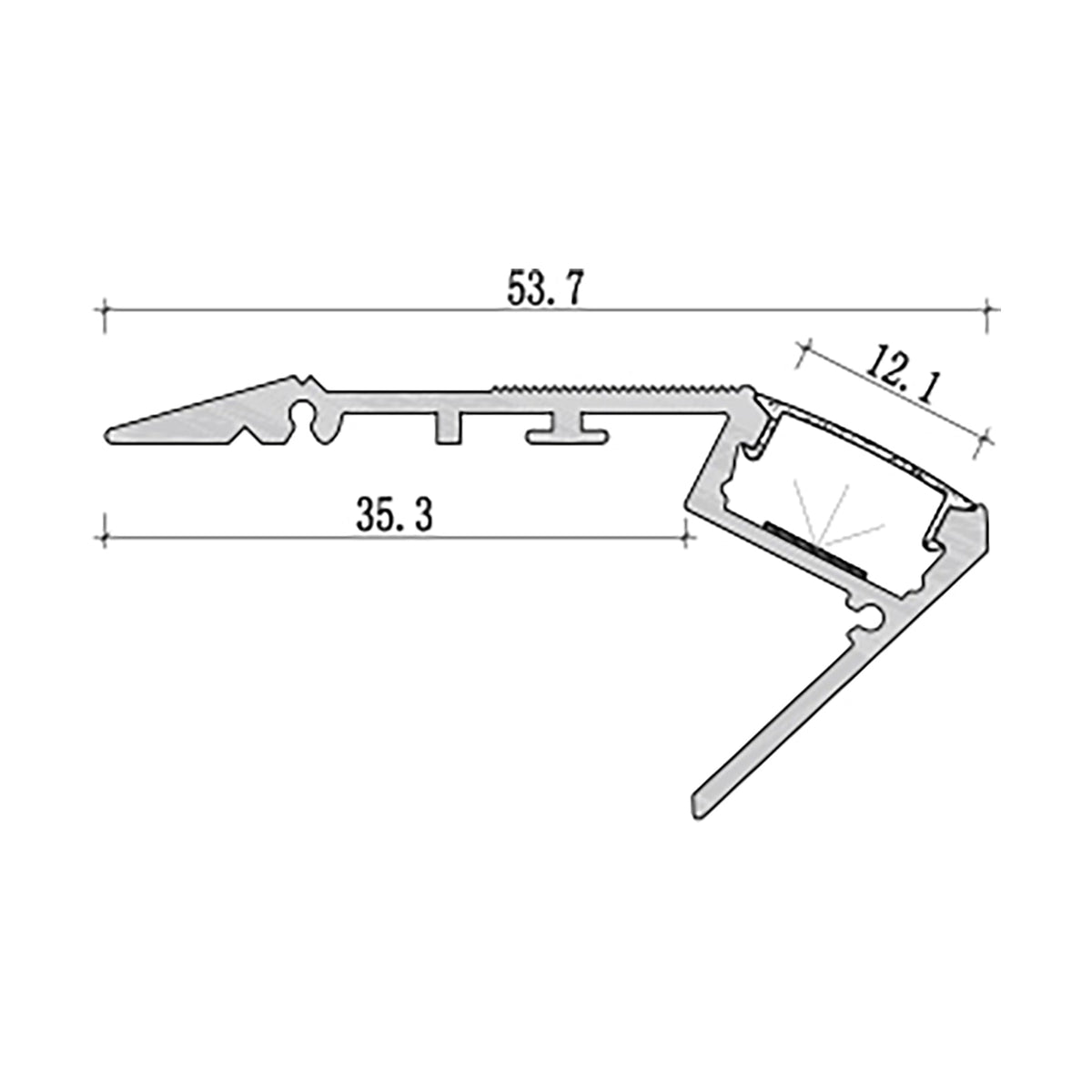 G.W.S. LED Stair Nosing LED Aluminium Profile 53.7x25mm (630)