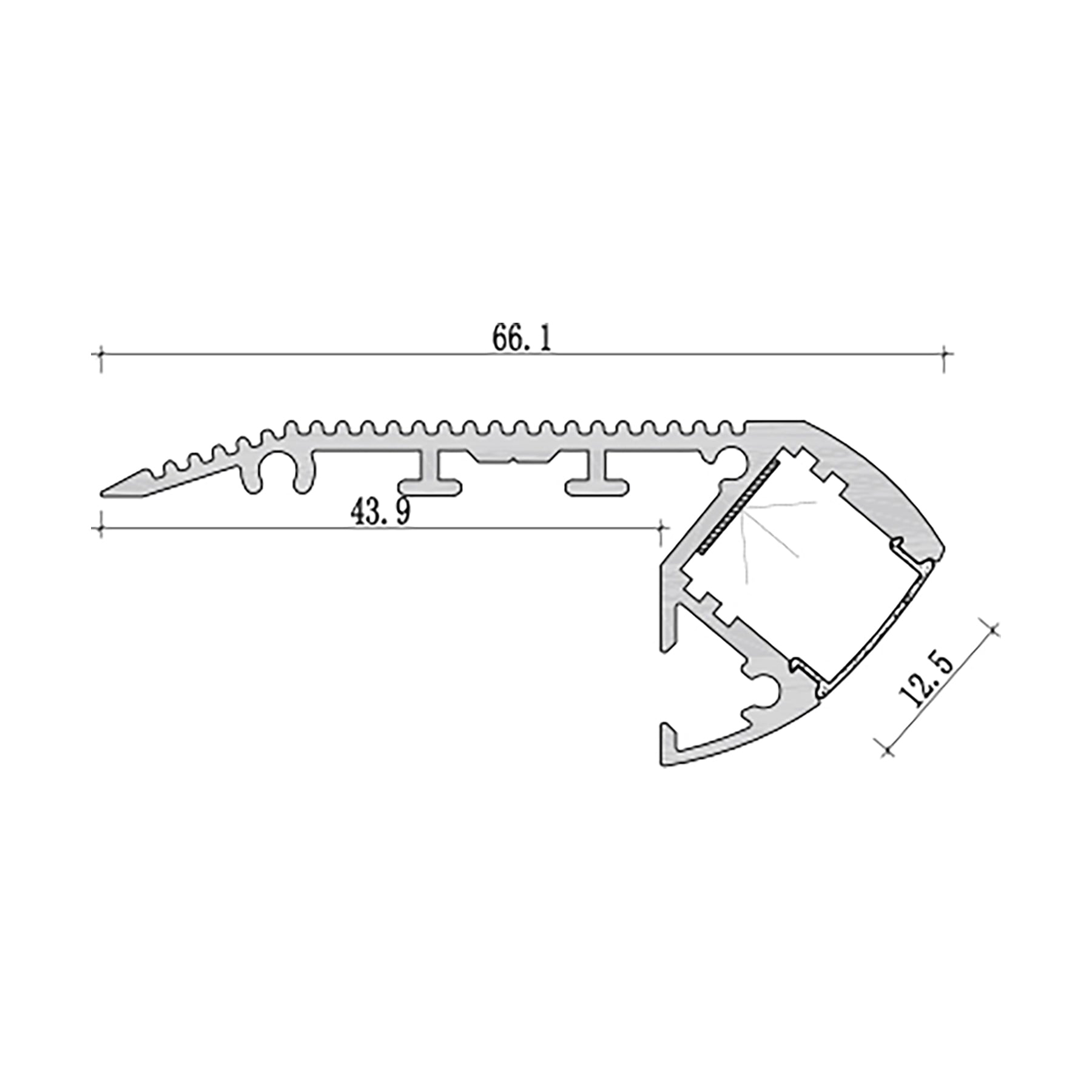 G.W.S. LED Stair Nosing LED Aluminium Profile 66x27mm (134)