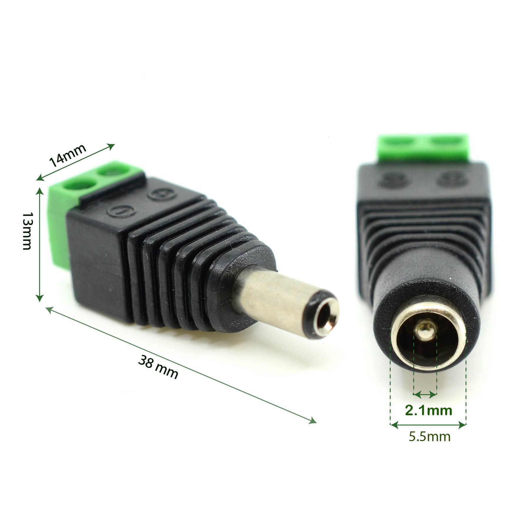 G.W.S. LED Strip Connectors 5.5mmx2.1mm DC Socket Jack Connector