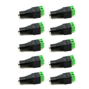 G.W.S. LED Strip Connectors Pack of 10 Female 5.5mmx2.5mm DC Socket Jack Connector