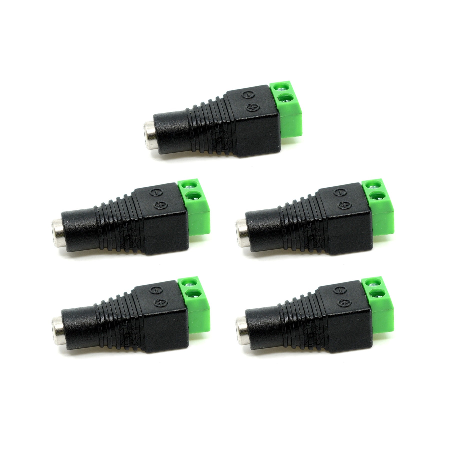 G.W.S. LED Strip Connectors Pack of 5 Female 5.5mmx2.5mm DC Socket Jack Connector