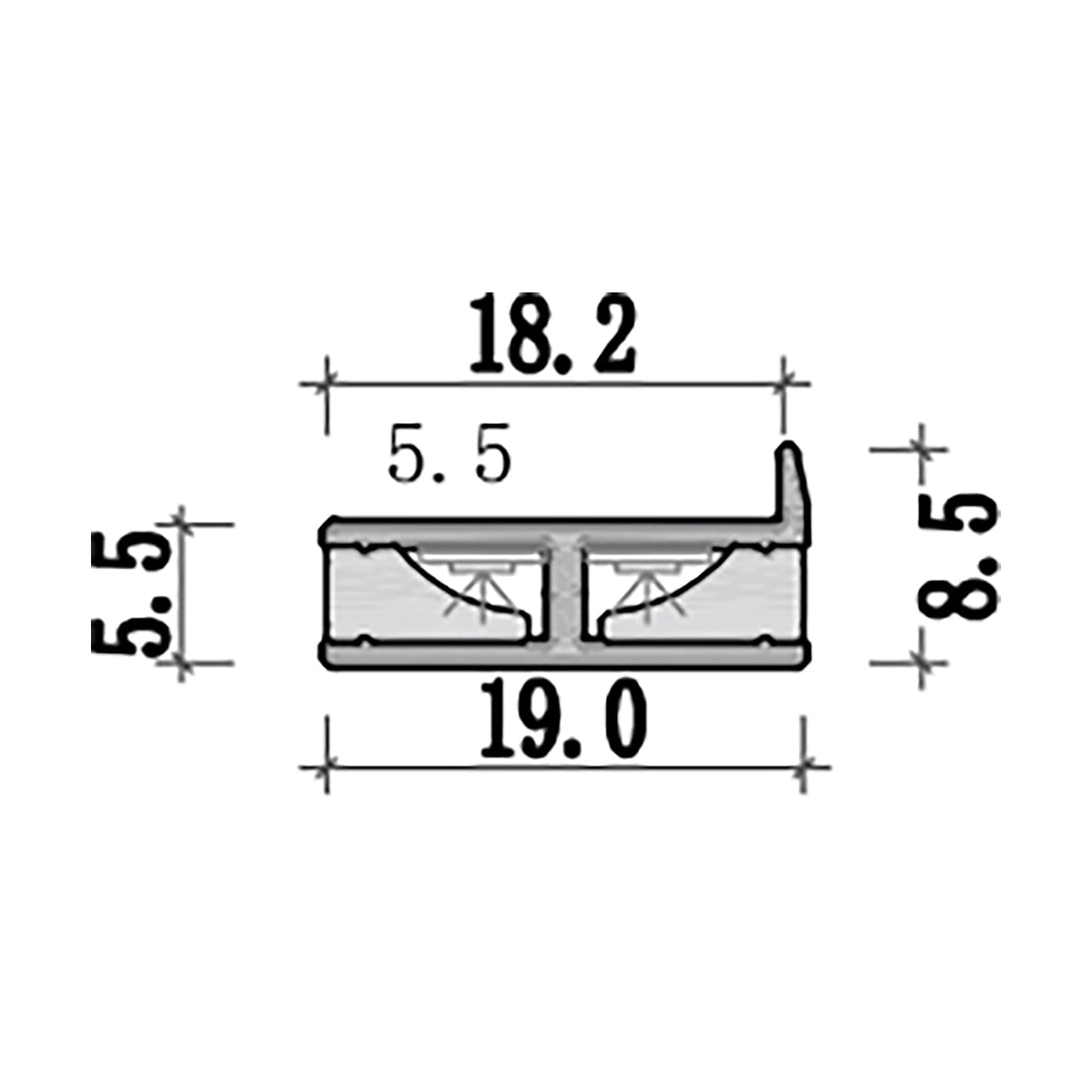 G.W.S. LED Surface Mounted Cabinet Shelving LED Aluminium Profile 19x8.5mm (560)