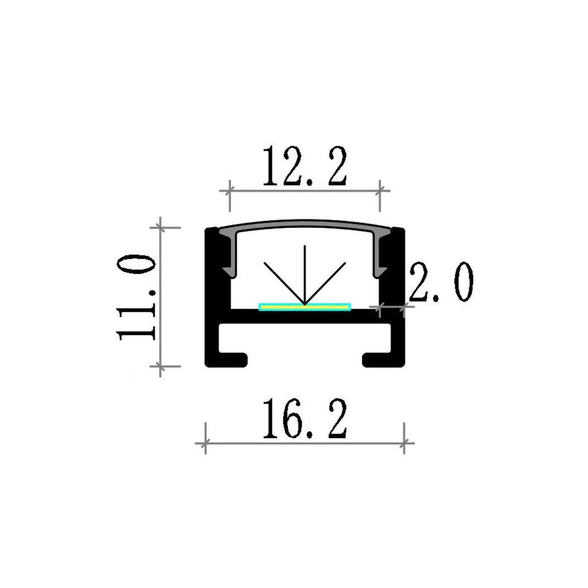 G.W.S. LED Surface Mounted LED Aluminium Profile 16.2x11mm (570)