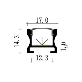 G.W.S. LED Surface Mounted LED Aluminium Profile 17x14.3mm (571)