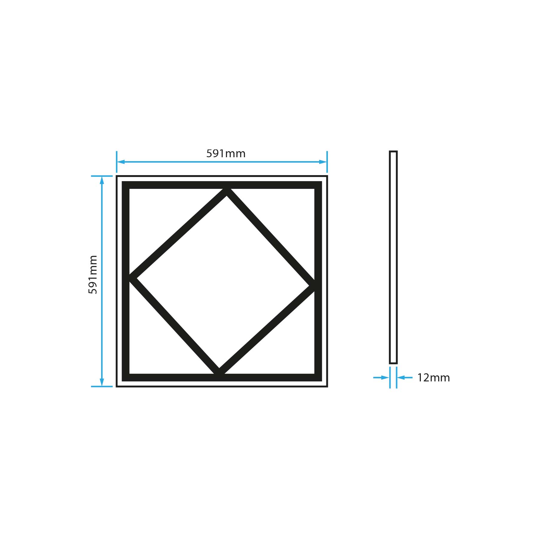 G.W.S LED Wholesale 595x595mm LED Panel Lights LED Diamond Lattice Panel Frame Border Edge Light 591x591mm 60W