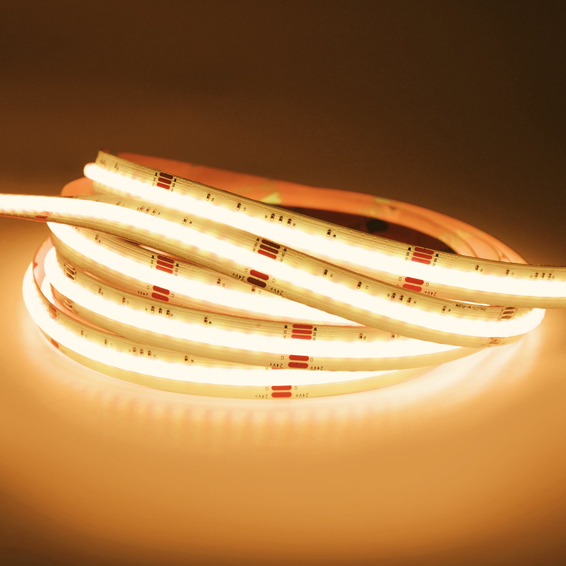 G.W.S LED Wholesale LED Strip Lights 5M / RGBWW LED COB Strip Light, Seamless, 5M Reel, IP20, 24V, 12mm Wide, RGB+Warm White