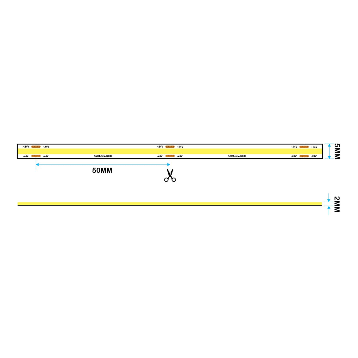 G.W.S LED Wholesale LED Strip Lights LED COB Strip Light 24V 5mm (POS)