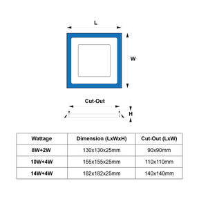 G.W.S LED Wholesale Recessed LED Panel Lights Recessed Square Chrome Mirror Blue Edge Lit LED Panel Light