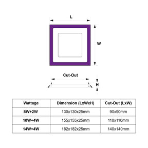 G.W.S LED Wholesale Recessed LED Panel Lights Recessed Square Chrome Mirror Purple Edge Lit LED Panel Light