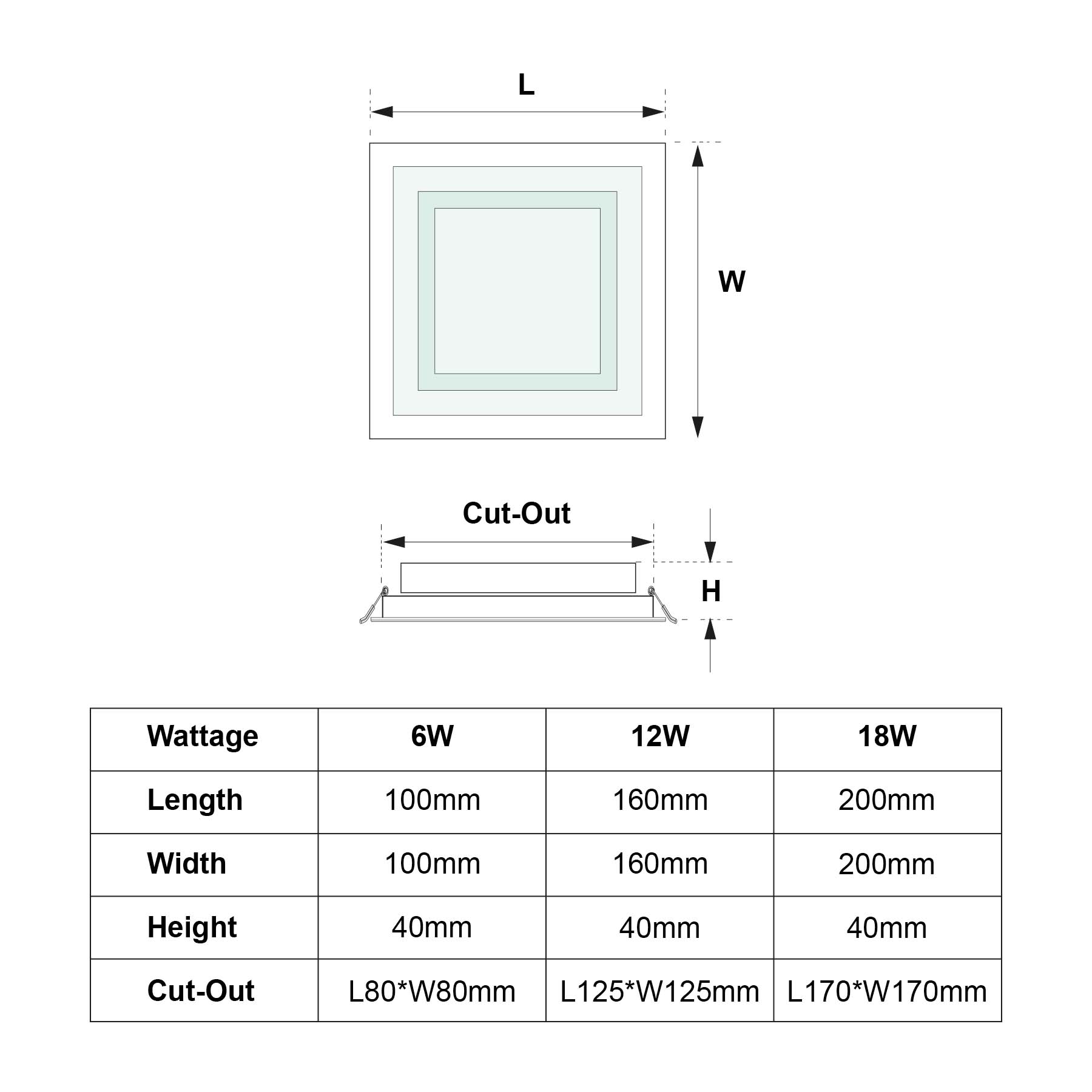 G.W.S LED Wholesale Recessed LED Panel Lights Recessed Square Crystal Glass Edge LED Panel Light