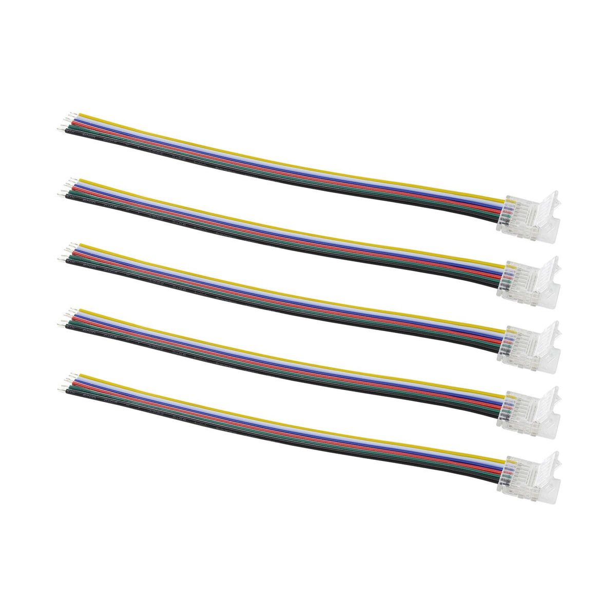 G.W.S LED Wholesale Strip Connectors 1 End Wire Cable For DC LED Strip Lights, Pack of 5