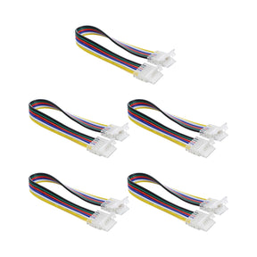 G.W.S LED Wholesale Strip Connectors 2 End Wire Cable For DC LED Strip Lights, Pack of 5