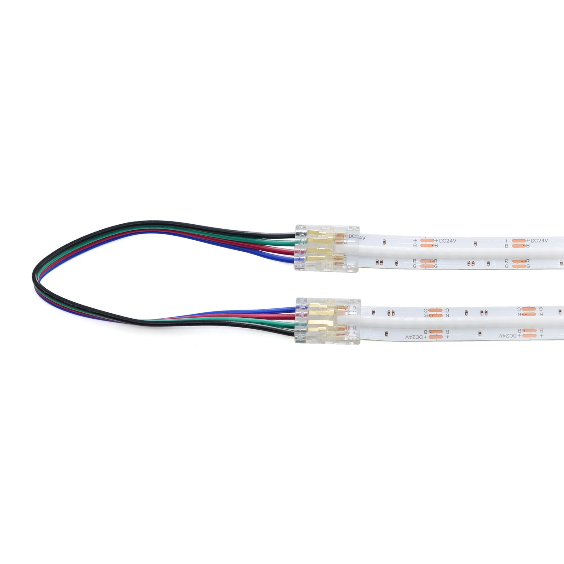 G.W.S LED Wholesale Strip Connectors COB / 10mm / 4 Pin RGB 2 End Wire Cable For DC LED Strip Lights, Pack of 5