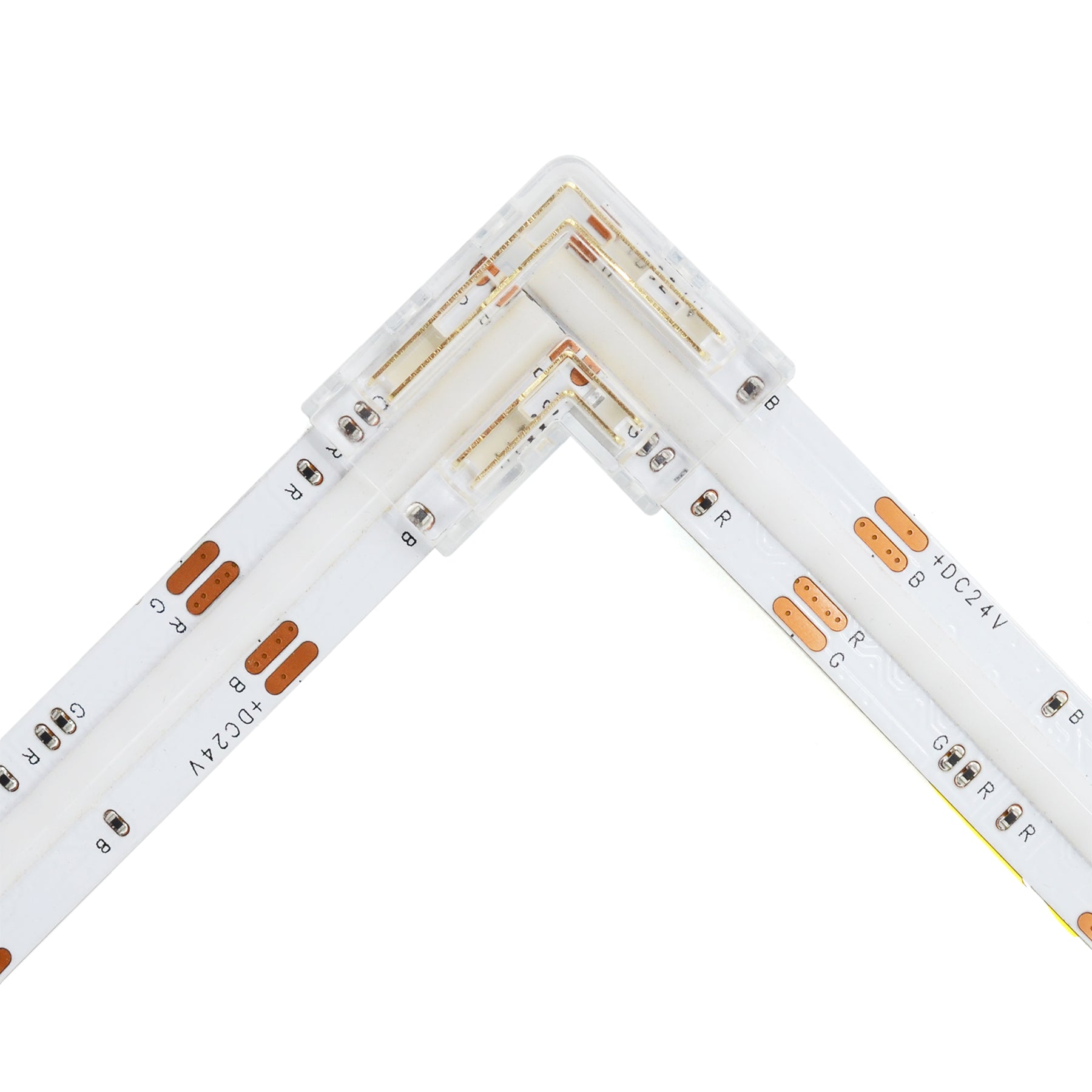 G.W.S LED Wholesale Strip Connectors COB / 10mm / 4 Pin RGB Quick Fit Solderless L Shape Corner Connector For DC LED Strip Lights