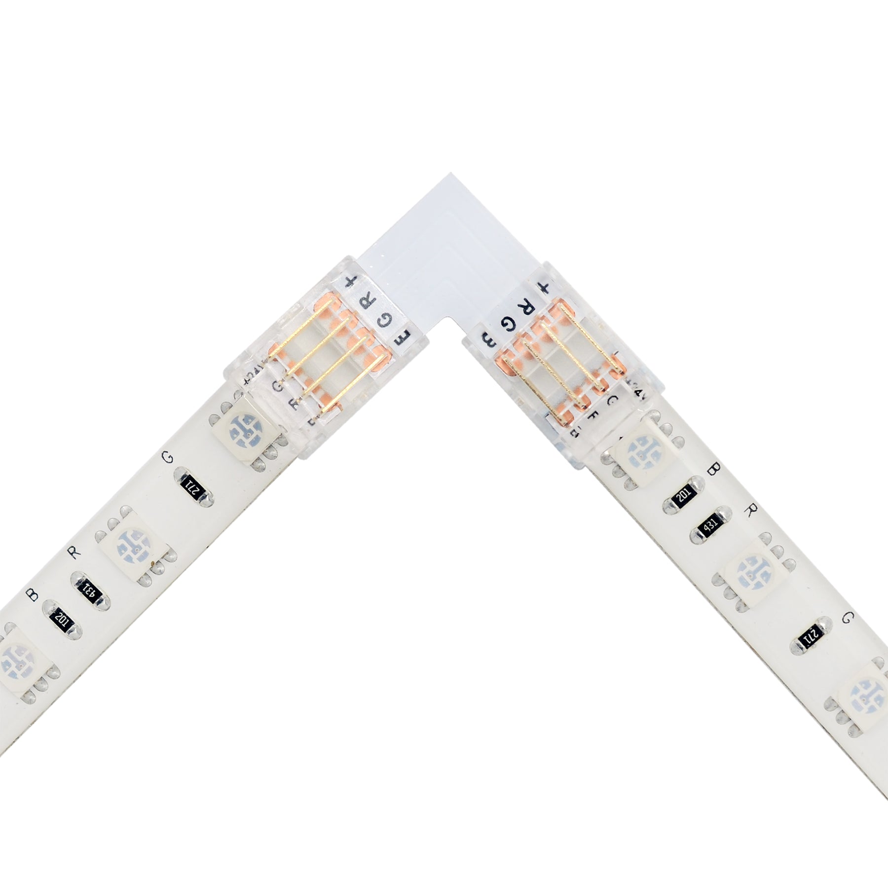 G.W.S LED Wholesale Strip Connectors SMD / 10mm / 4 Pin RGB L Shape Corner Connector For DC LED Strip Lights, Pack of 5