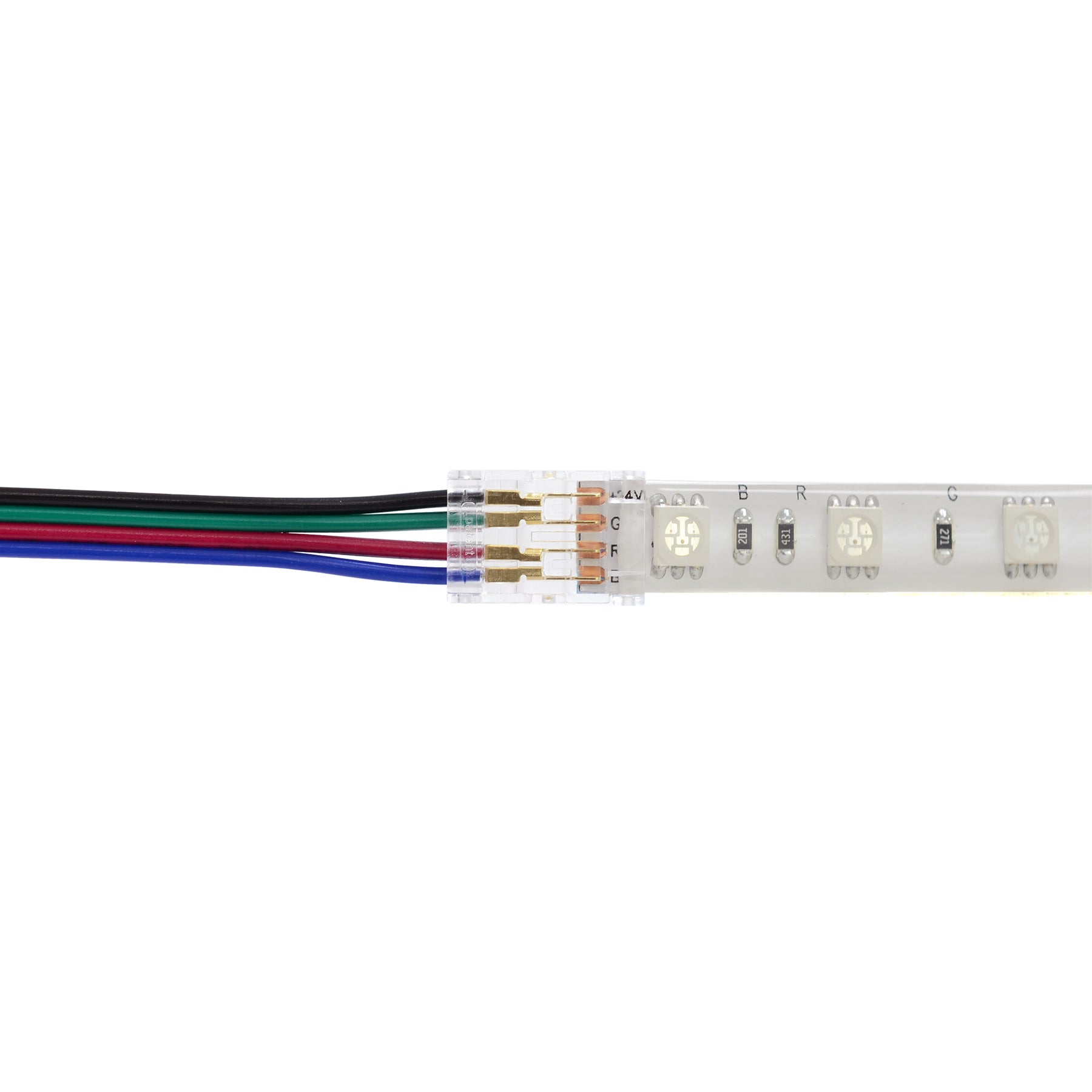 G.W.S LED Wholesale Strip Connectors SMD / 10mm / 4 Pin RGB Strip to Wire Straight Connector For DC LED Strip Lights, Pack of 5