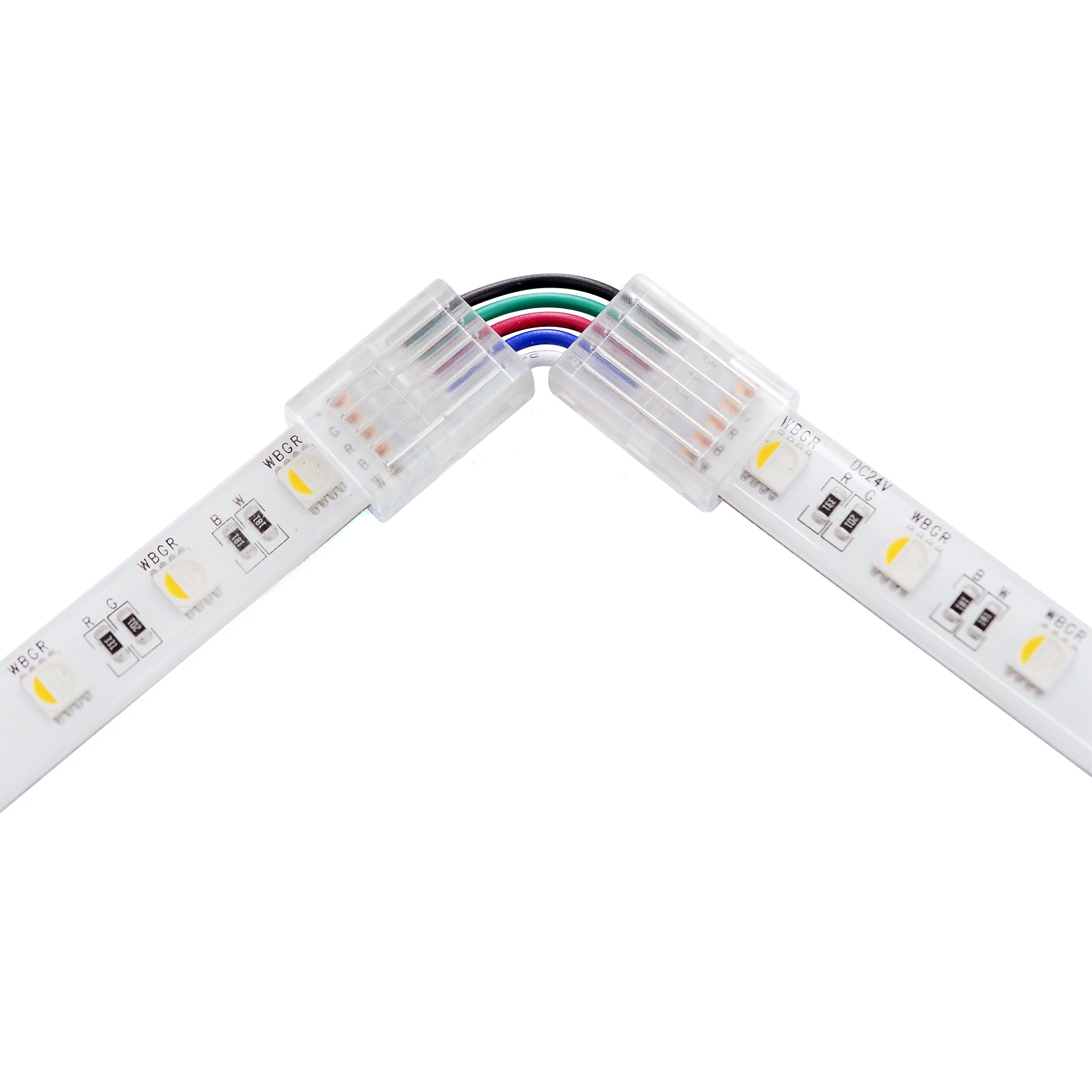 G.W.S LED Wholesale Strip Connectors SMD / 12mm / 5 Pin RGBW/RGBWW L Shape Corner Connector For DC LED Strip Lights, Pack of 5