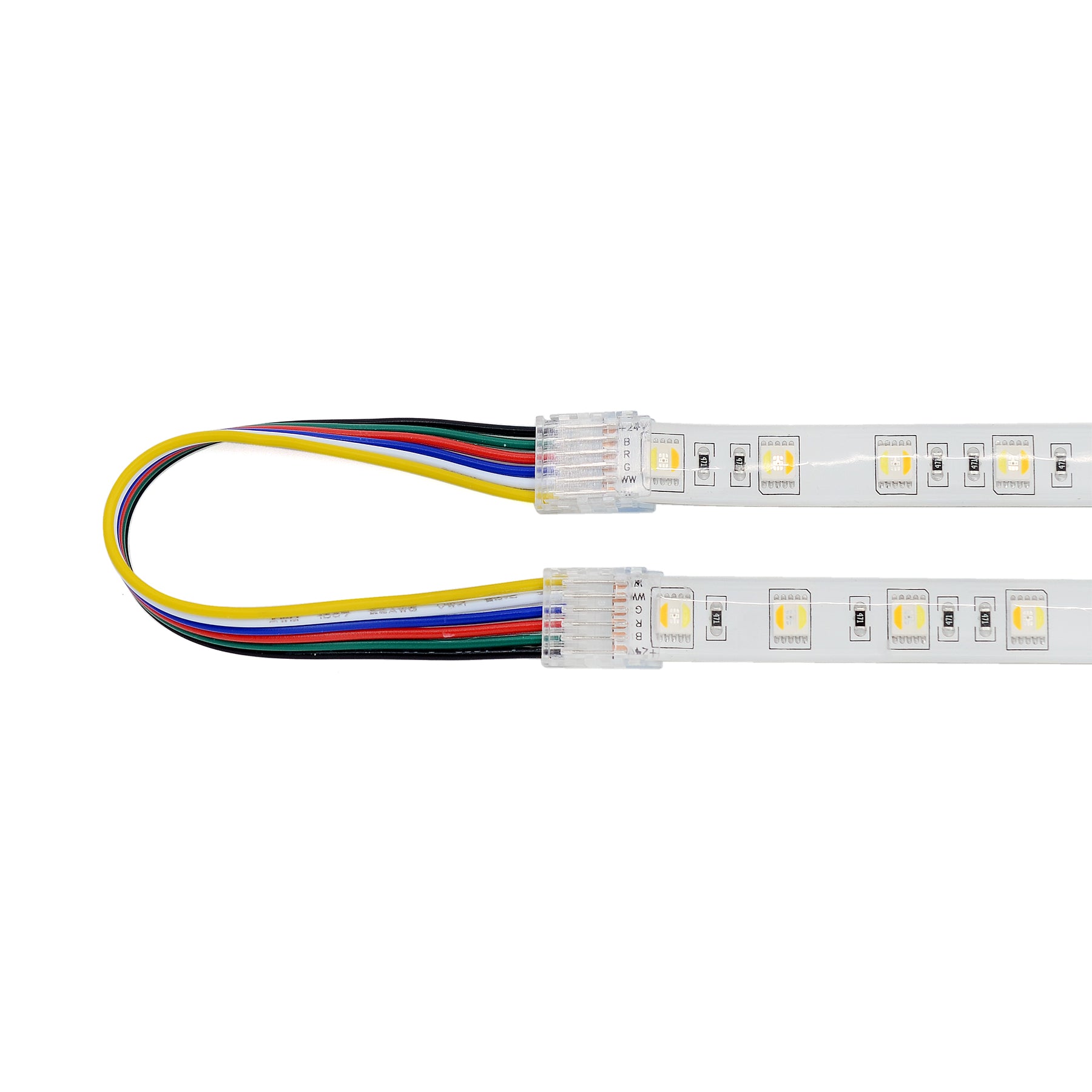 G.W.S LED Wholesale Strip Connectors SMD / 12mm / 6 Pin RGB+CCT 2 End Wire Cable For DC LED Strip Lights, Pack of 5