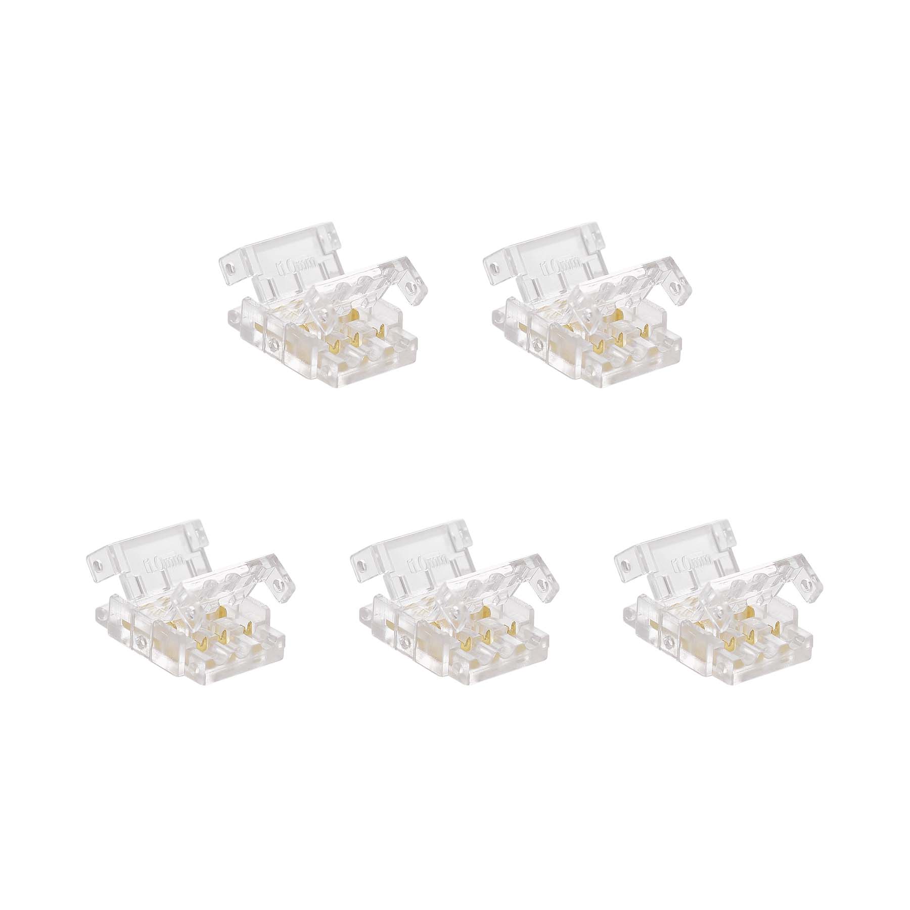 G.W.S LED Wholesale Strip Connectors Strip to Wire Straight Connector For DC LED Strip Lights, Pack of 5