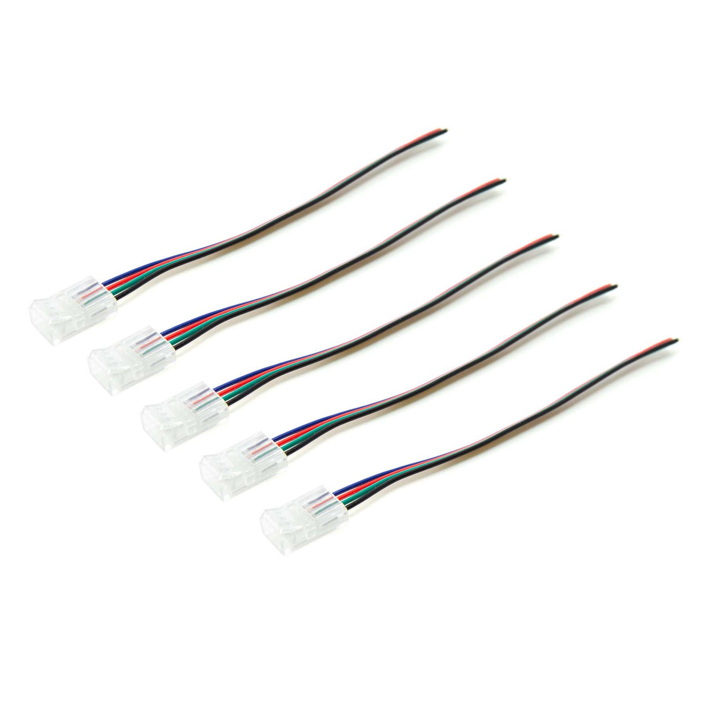 G.W.S LED Wholesale Strip Connectors 10mm / 5 4 Pin 1 End Wire Connector For RGB LED Strip Lights